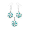 Genuine Turquoise Sterling Silver Flower Hook Dangle Earrings And Pendant Set SX10426