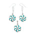 Genuine Turquoise Sterling Silver Flower Hook Dangle Earrings And Pendant Set SX10426