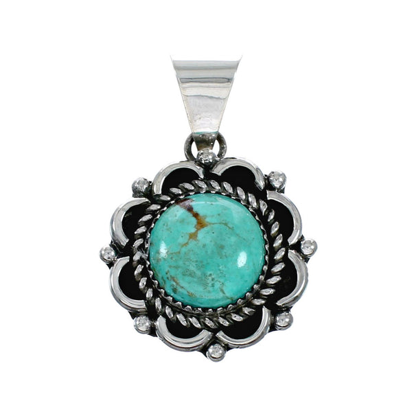 Genuine Turquoise Sterling Silver Navajo Pendant SX10397