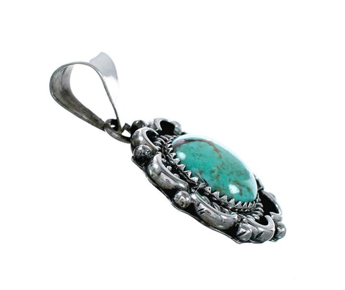 Genuine Turquoise Sterling Silver Navajo Pendant SX10397