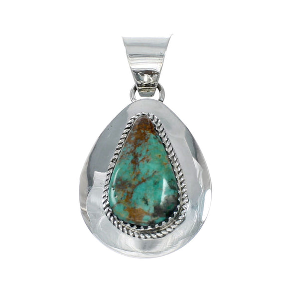 Genuine Navajo Turquoise Sterling Silver Tear Drop Pendant SX10401