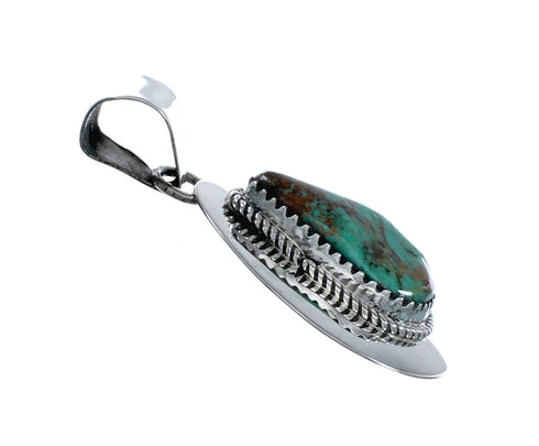Genuine Navajo Turquoise Sterling Silver Tear Drop Pendant SX10401