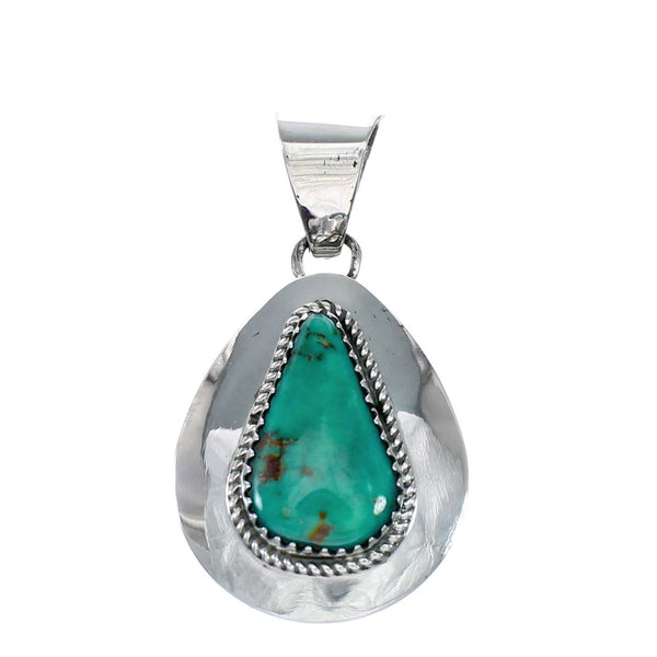 Genuine Navajo Turquoise Sterling Silver Tear Drop Pendant SX10402