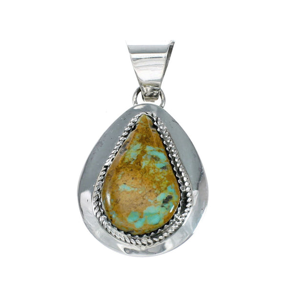 Genuine Navajo Turquoise Sterling Silver Tear Drop Pendant SX10403