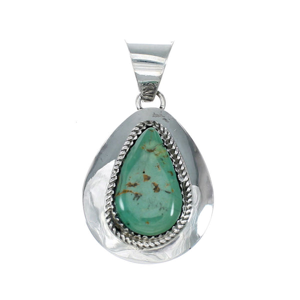Genuine Navajo Turquoise Sterling Silver Tear Drop Pendant SX10404