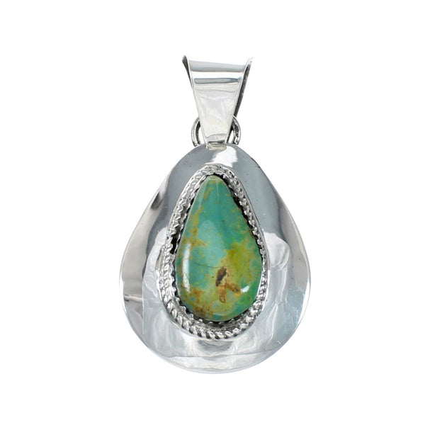 Navajo Turquoise Sterling Silver Tear Drop Pendant SX10399