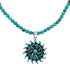 Sterling Silver Turquoise Needlepoint Pendant Navajo Bead Necklace Set SX10434
