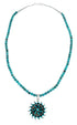 Sterling Silver Turquoise Needlepoint Pendant Navajo Bead Necklace Set SX10434