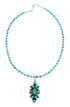 Turquoise Sterling Silver Navajo Bead Necklace And Pendant Set SX10432