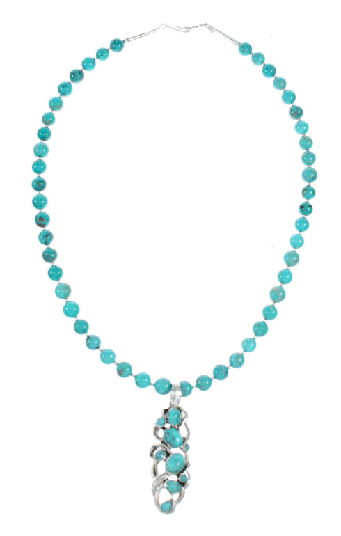 Southwest Turquoise Silver Necklace Pendant Set SX10435