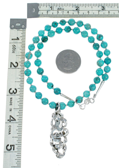Southwest Turquoise Silver Necklace Pendant Set SX10435