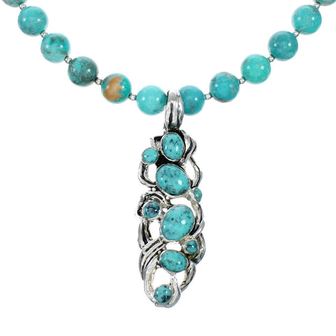 Southwest Turquoise Silver Necklace Pendant Set SX10436