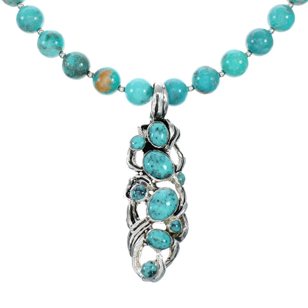 Southwest Turquoise Silver Necklace Pendant Set SX10436