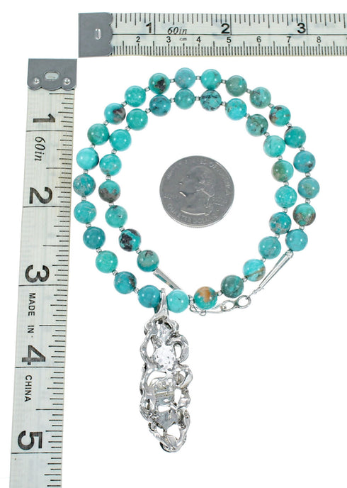 Southwest Turquoise Silver Necklace Pendant Set SX10436