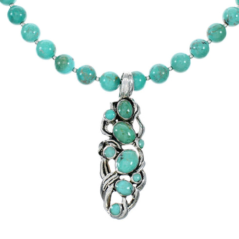 Southwest Turquoise Silver Necklace Pendant Set SX10437