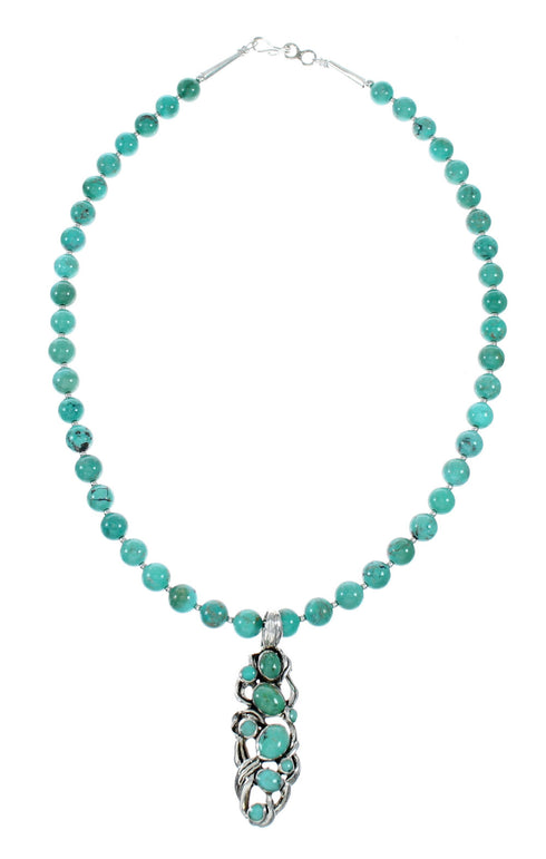 Southwest Turquoise Silver Necklace Pendant Set SX10437