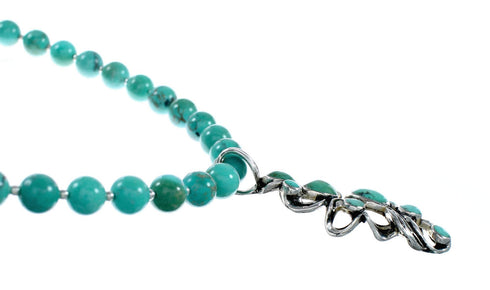 Southwest Turquoise Silver Necklace Pendant Set SX10437