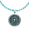 Sterling Silver Turquoise Needlepoint Pendant Navajo Bead Necklace Set SX10438