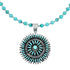 Sterling Silver Turquoise Needlepoint Pendant Navajo Bead Necklace Set SX10438