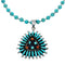 Navajo Turquoise Coral Needlepoint Pendant Bead Sterling Silver Necklace Set SX10440