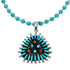 Navajo Turquoise Coral Needlepoint Pendant Bead Sterling Silver Necklace Set SX10440
