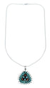 Southwest Silver Italian Snake Chain Necklace Needlepoint Turquoise Coral Pendant Set SX10450