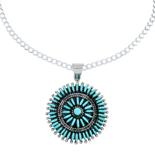 Southwest Silver Link Necklace Turquoise Pendant Set SX10442