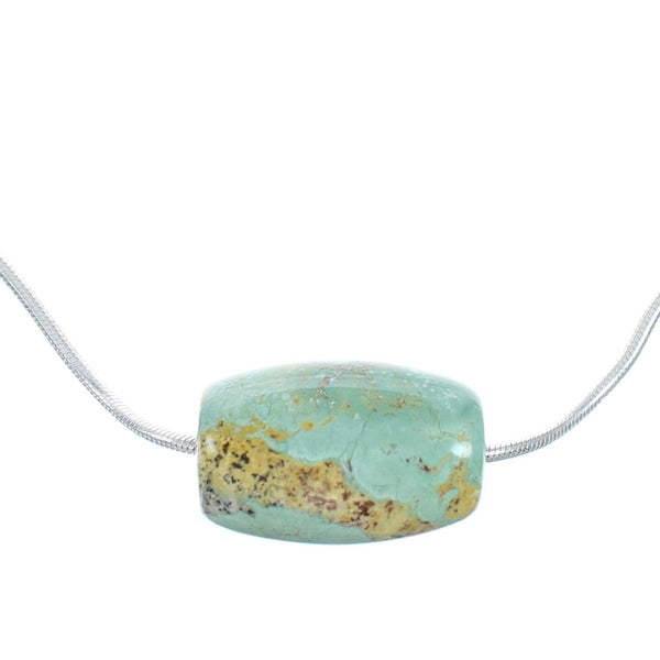 Navajo Turquoise Pendant Sterling Silver Italian Snake Chain Necklace Set SX10445