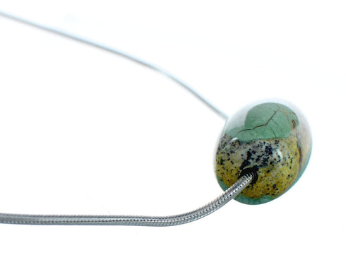 Navajo Turquoise Pendant Sterling Silver Italian Snake Chain Necklace Set SX10445