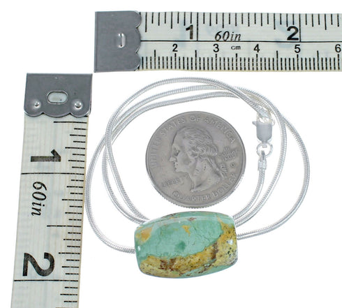 Navajo Turquoise Pendant Sterling Silver Italian Snake Chain Necklace Set SX10445