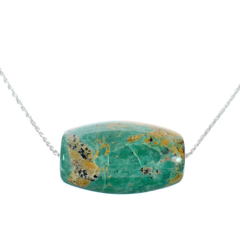 Navajo Turquoise Pendant Sterling Silver Italian Rope Chain Necklace Set SX10446