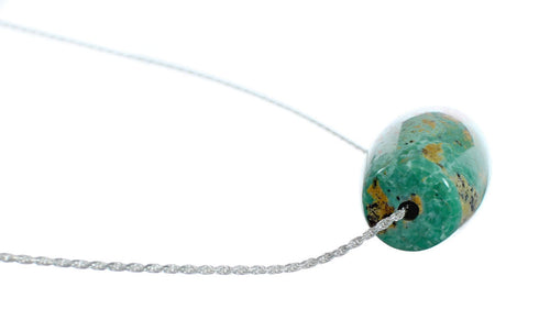 Navajo Turquoise Pendant Sterling Silver Italian Rope Chain Necklace Set SX10446
