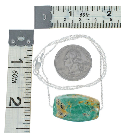 Navajo Turquoise Pendant Sterling Silver Italian Rope Chain Necklace Set SX10446