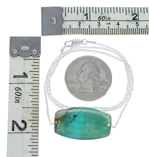 Navajo Turquoise Pendant Sterling Silver Italian Rope Chain Necklace Set SX10447