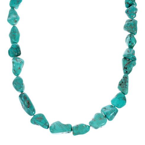 Turquoise Native American Sterling Silver Bead Necklace SX10448