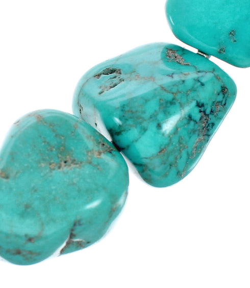 Turquoise Native American Sterling Silver Bead Necklace SX10448