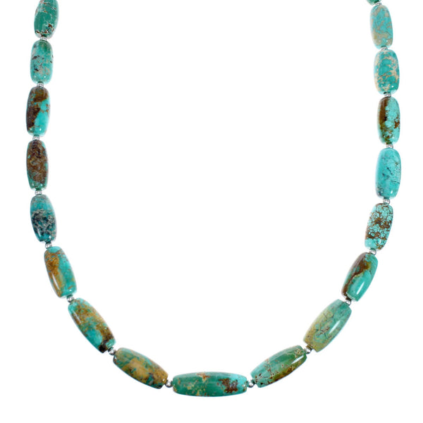 Navajo Carico Lake Turquoise Sterling Silver Bead Necklace SX10449