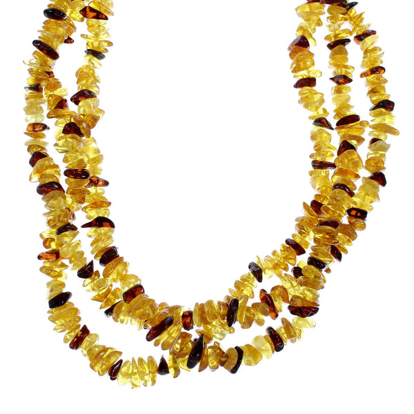 3-Strand Amber Sterling Silver Native American Bead Necklace SX10430