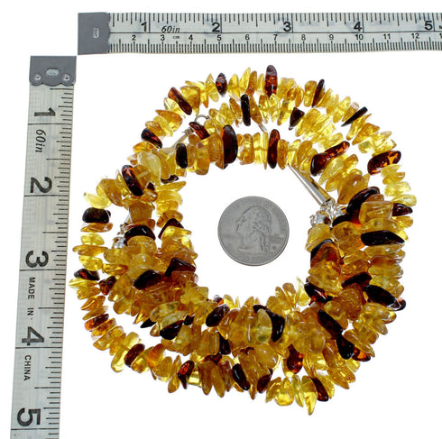 3-Strand Amber Sterling Silver Native American Bead Necklace SX10430
