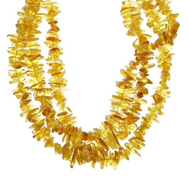 3-Strand Amber Sterling Silver Native American Bead Necklace SX10431