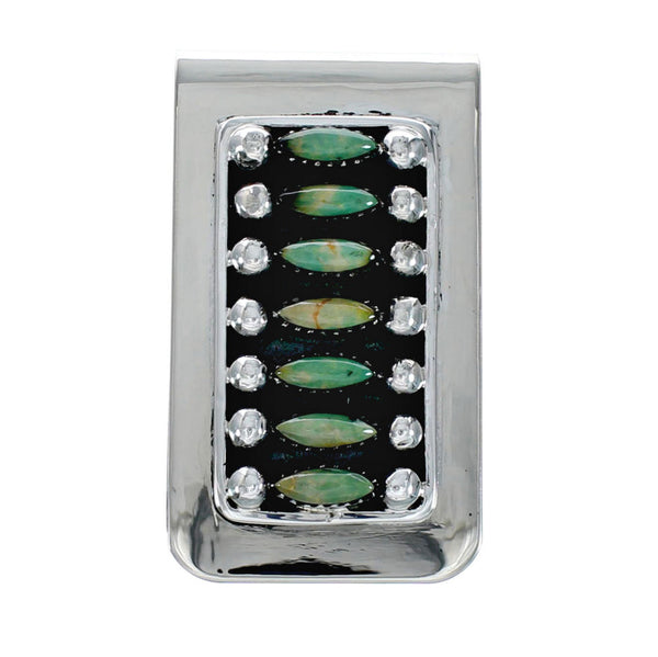 Navajo Turquoise Sterling Silver Multistone Money Clip SX10453