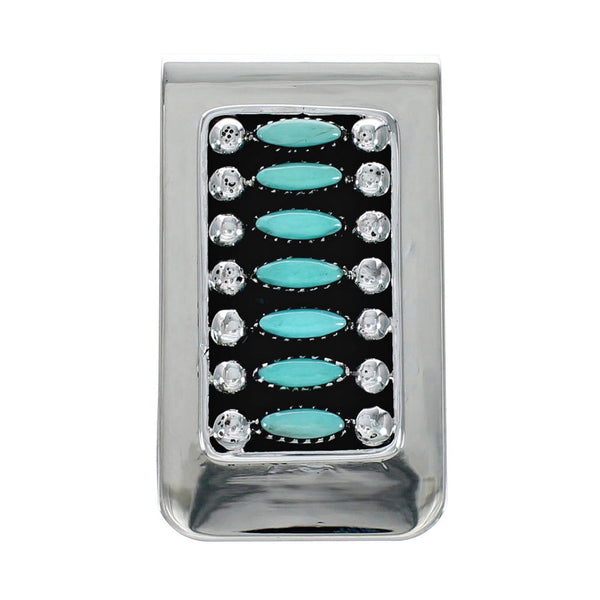 Navajo Turquoise Sterling Silver Multistone Money Clip SX10454
