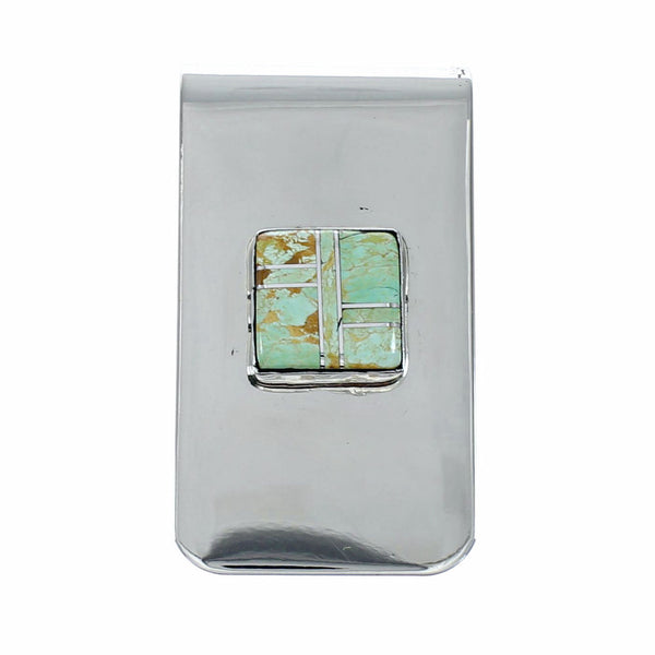 Sterling Silver And Turquoise Inlay Navajo Money Clip SX10459