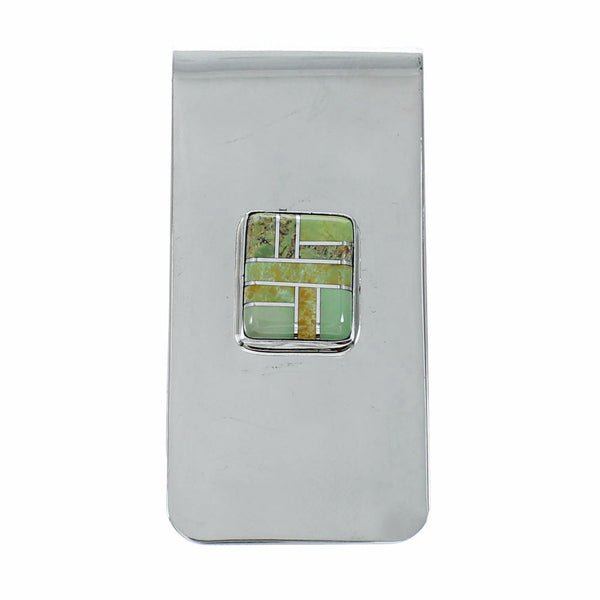 Sterling Silver And Turquoise Inlay Navajo Money Clip SX10461