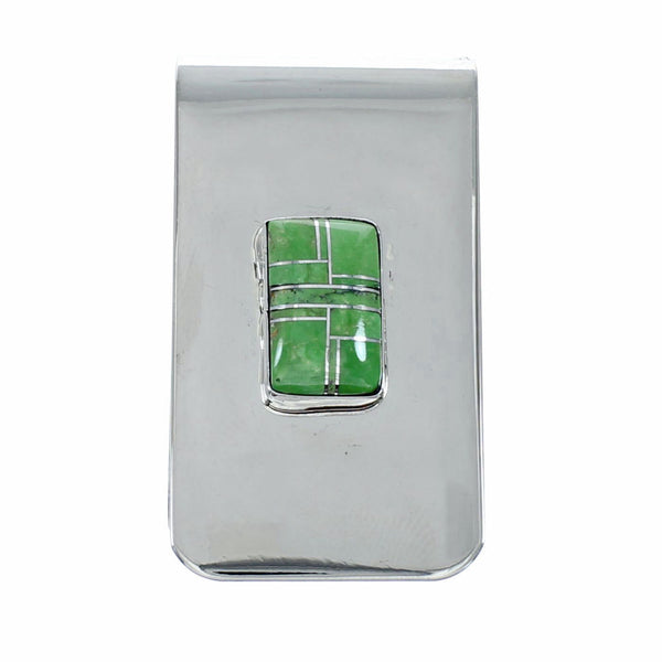 Navajo Turquoise And Sterling Silver Inlay Money Clip SX10462