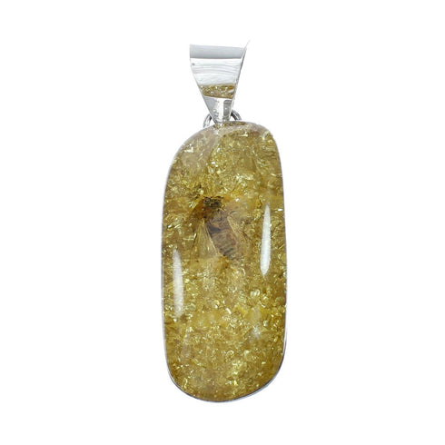 Navajo Sterling Silver Amber Native American Pendant SX10468