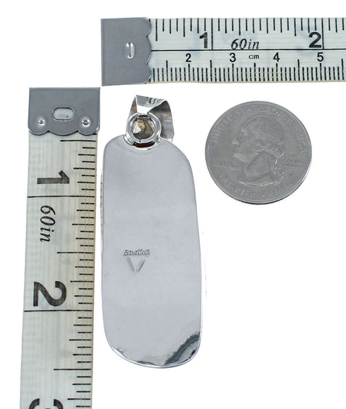 Navajo Sterling Silver Amber Native American Pendant SX10468