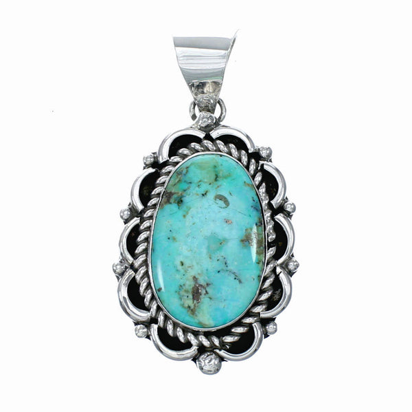 Genuine Turquoise Sterling Silver Navajo Pendant SX10489