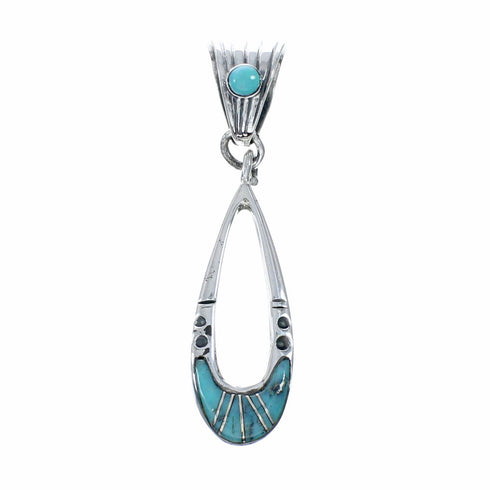 Southwest Turquoise Inlay Sterling Silver Pendant SX10500