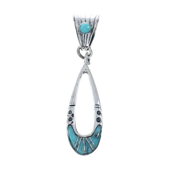 Southwest Turquoise Inlay Sterling Silver Pendant SX10500